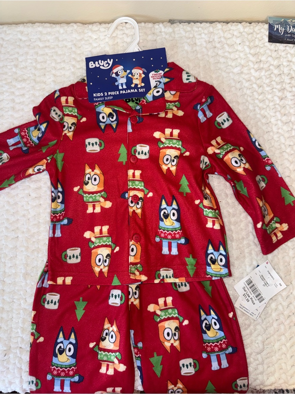 Bluey Kids 2-Piece Red Holiday Pajama Set